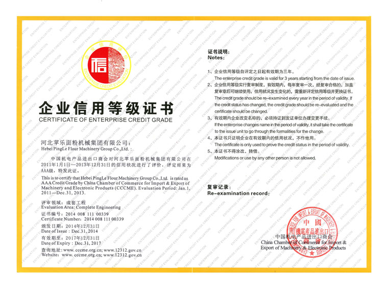 Certificate of Enterprise Credit Grade 1